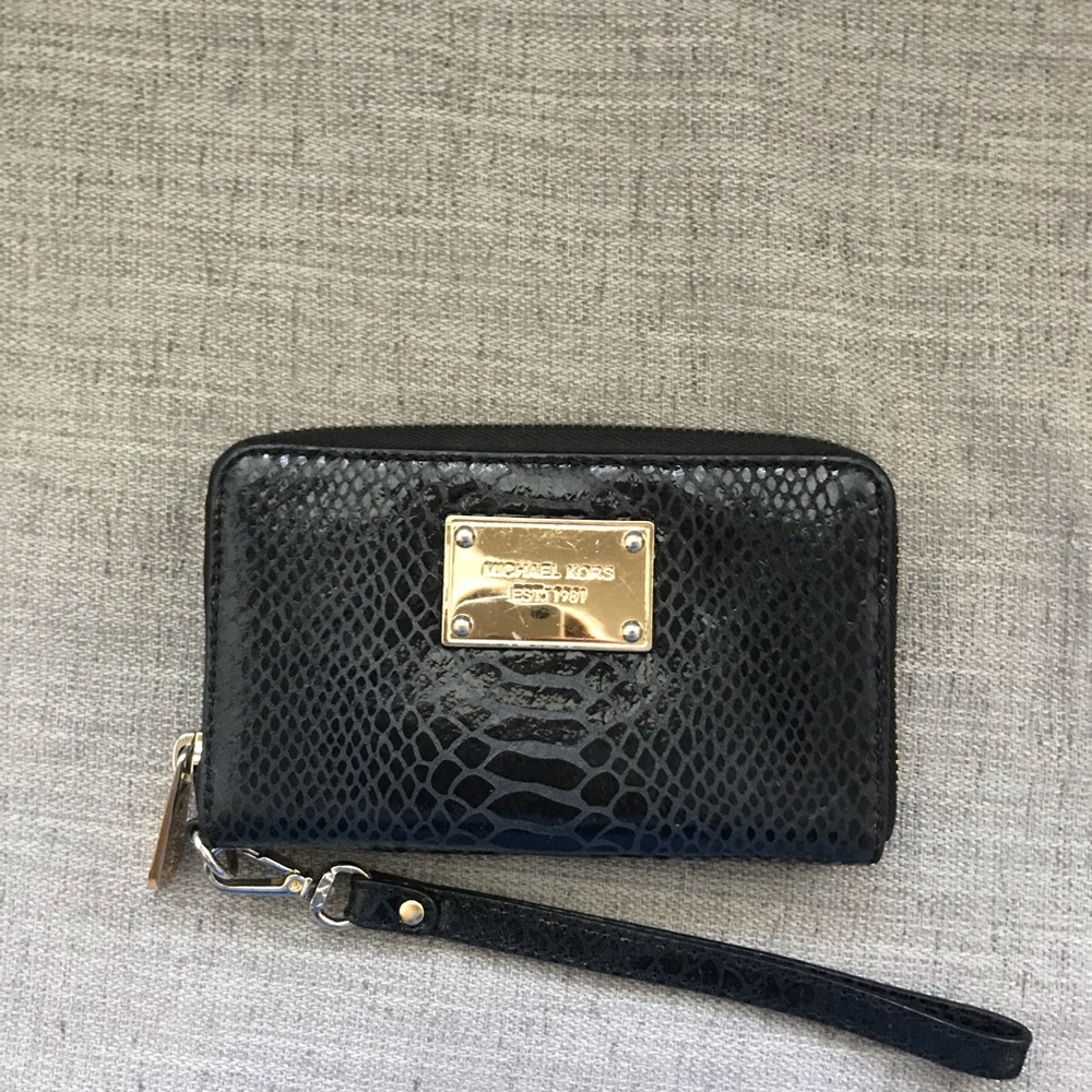 Black Alligator Texture Michael Kors Small Wallet